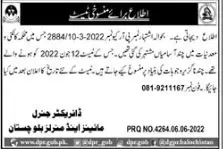 Interview in Mines And Minerals Department Balochistan Jobs 2022 — original advertisement