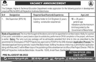 College HigherTechnical Education Department Balochistan job – Education Department Balochsitan Jobs 2022 — original advertisement