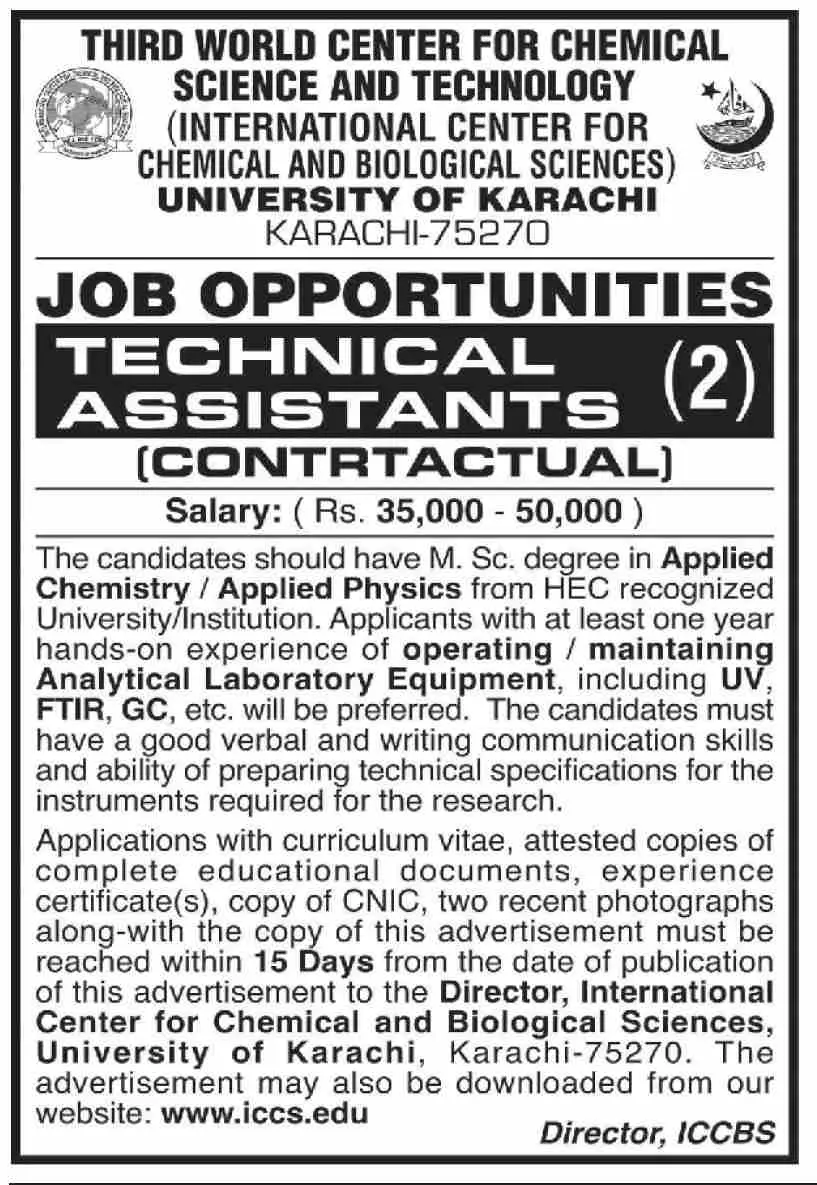 Jobs in University of Karachi Sindh Jobs 2022 — original advertisement