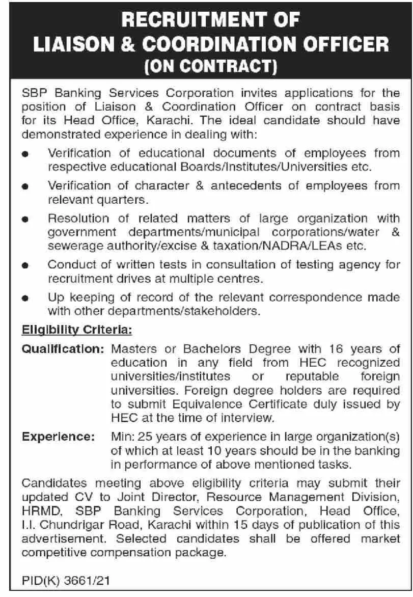 Jobs in State Bank of Pakistan Jobs 2022 — original advertisement