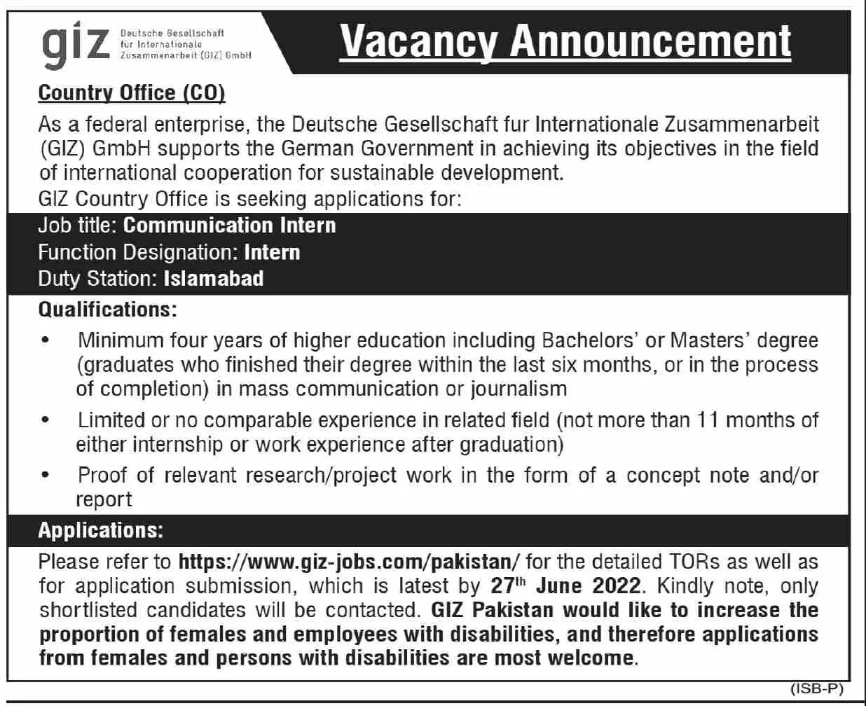 Jobs In GIZ Ngo – GIZ Deutsche Gesellschaft für Internationale Zusammenarbeit (GIZ) GmbH Jobs 2022 — original advertisement
