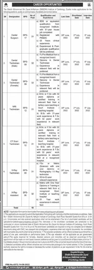 Jobs in Sheikh Mohammad Bin Zayed institute of Cardiology – Sheikh Mohammad Bin Zayed Al Nahyan SMBZAN Institute of Cardiology Jobs 2022 — original advertisement