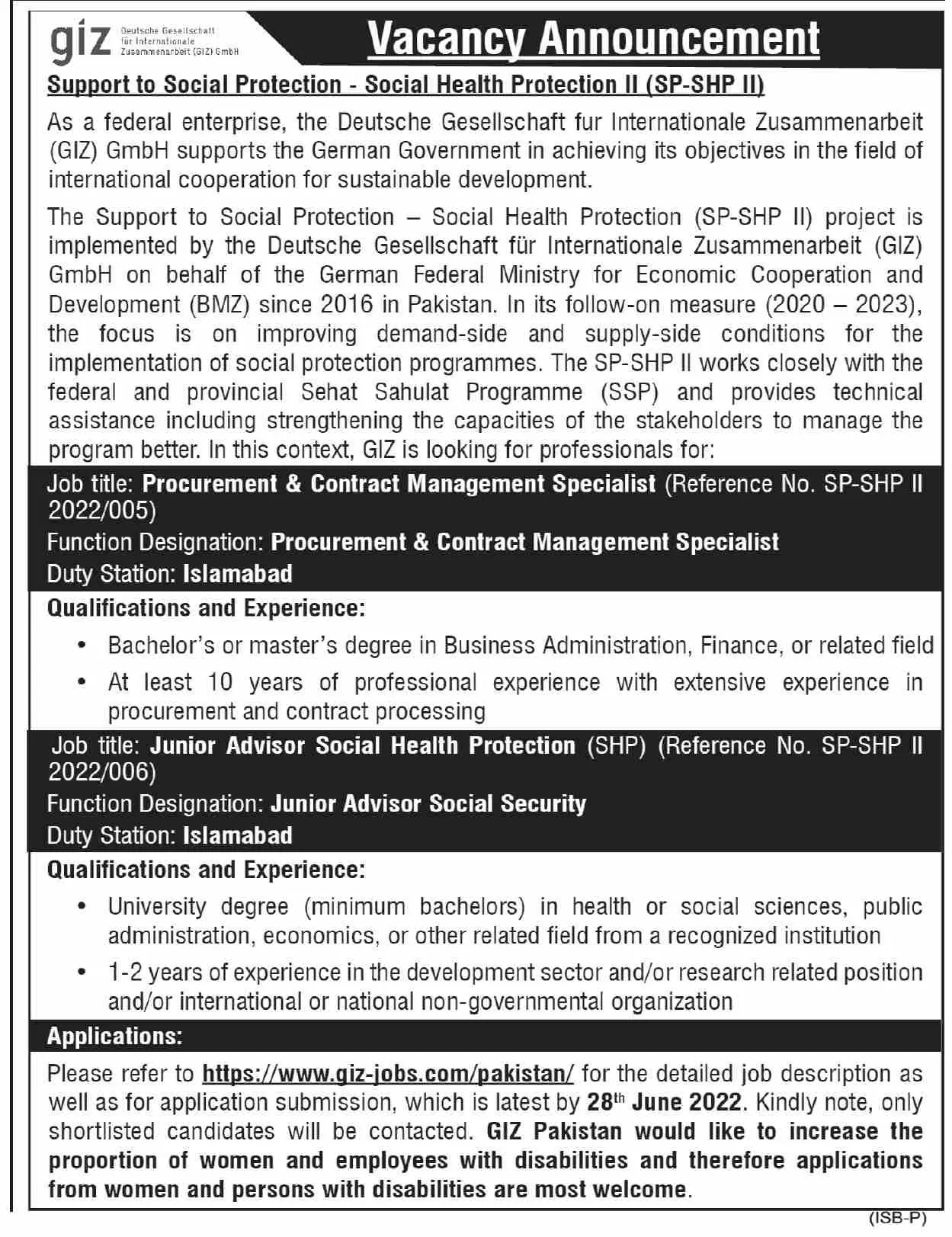 Jobs In GIZ Ngo – GIZ Deutsche Gesellschaft für Internationale Zusammenarbeit (GIZ) GmbH Jobs 2022 — original advertisement