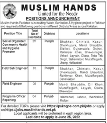 Jobs in Muslim Hand MH Punjab Jobs 2022 – Muslim Hands Jobs 2022 — original advertisement