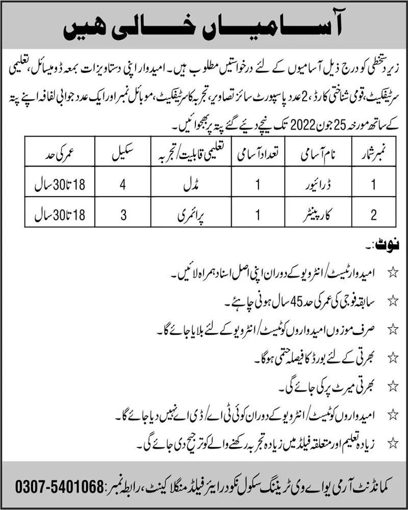 Jobs in Pakistan Army Civilian 2022 Jobs 2022 — original advertisement