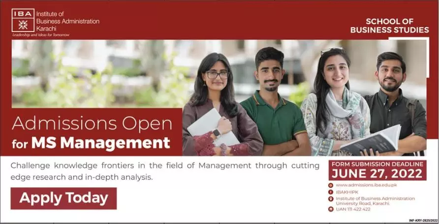 Admission in Institute of Business Adminstration Karachi – IBA Karachi Admissions 2022 — original advertisement