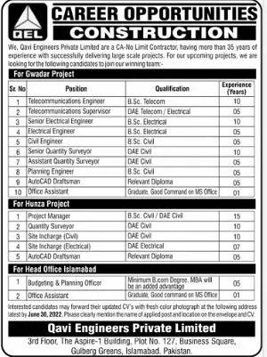 Jobs in Qavi Engineers Pvt Limited – Private Company Jobs 2022 — original advertisement