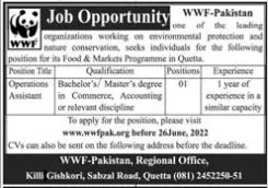 Jobs in World Wide Fund WWF Pakistan Jobs 2022 — original advertisement