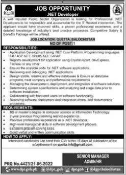 Jobs in Public Sector Organization Balochistan Jobs 2022 — original advertisement