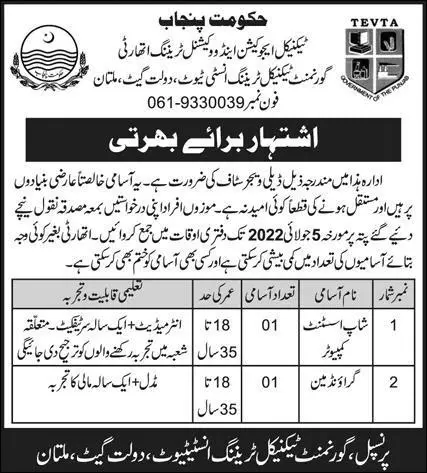 Jobs in Technical Education & Vocational Training Authority – Technical Education & Vocational Training Authority (TEVTA)Kpk Jobs 2022 — original advertisement