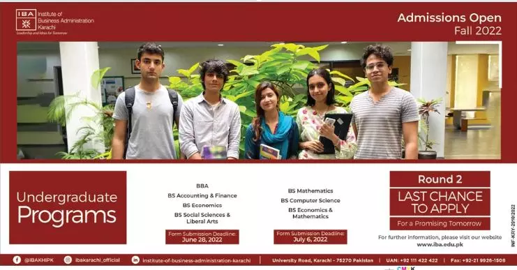 Admission in IBA Karachi Institute of Business Administraton – Sukkur IBA University Admissions 2022 — original advertisement
