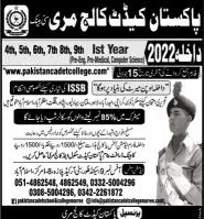 Admission in cadet college murree Admissions 2022 — original advertisement