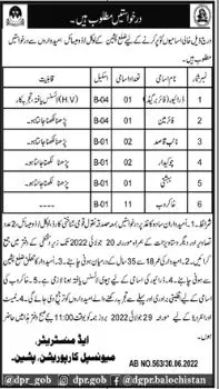 Jobs in Municipal Corporation MC Pishin 2022 Jobs 2022 — original advertisement