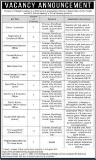 Jobs in Tameer e Khalaq Foundation Balochistan 2022 – Public Sector Organization Jobs 2022 — original advertisement