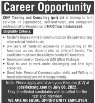 Jobs in Chip Training & Consulting Pvt Ltd – Chip Training Consulting Pvt Ltd Jobs 2022 — original advertisement
