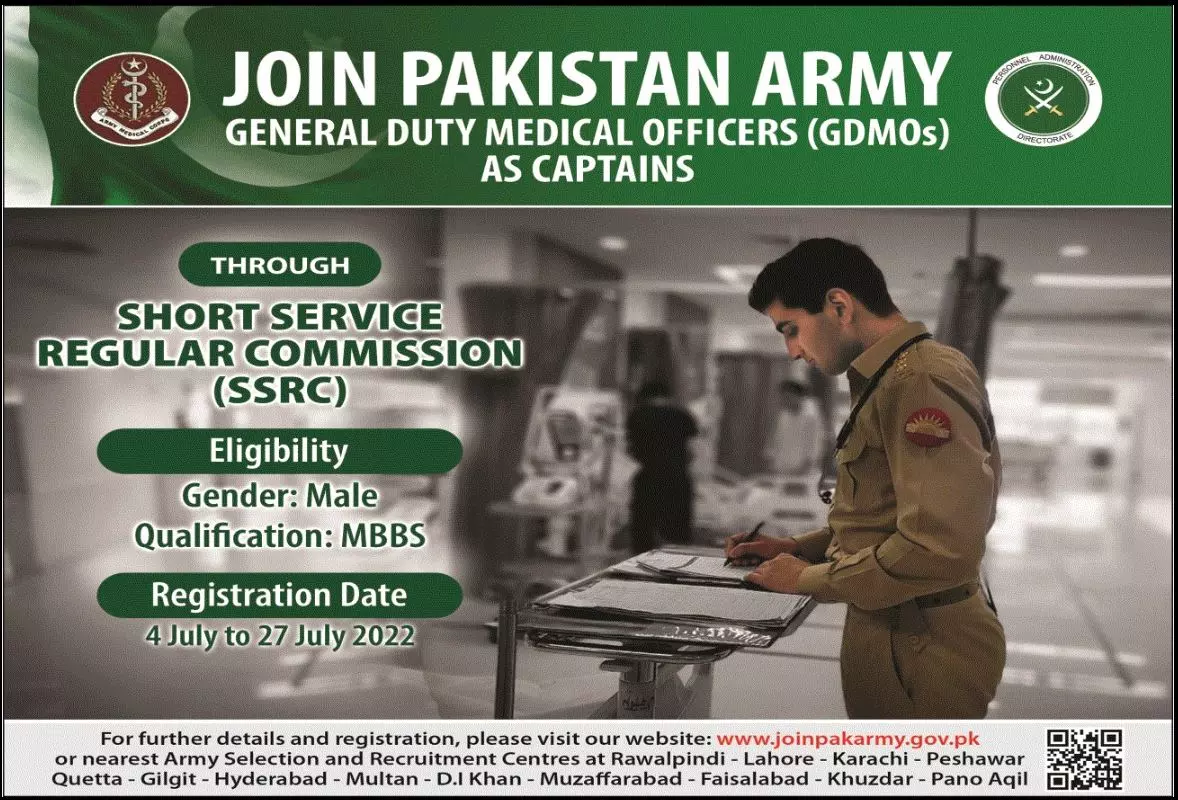 Jobs in Pakistan Army GDMO 2022 Jobs 2022 — original advertisement