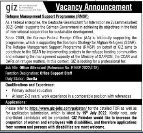 Jobs in Giz NGO Quetta – GIZ Deutsche Gesellschaft für Internationale Zusammenarbeit (GIZ) GmbH Jobs 2022 — original advertisement