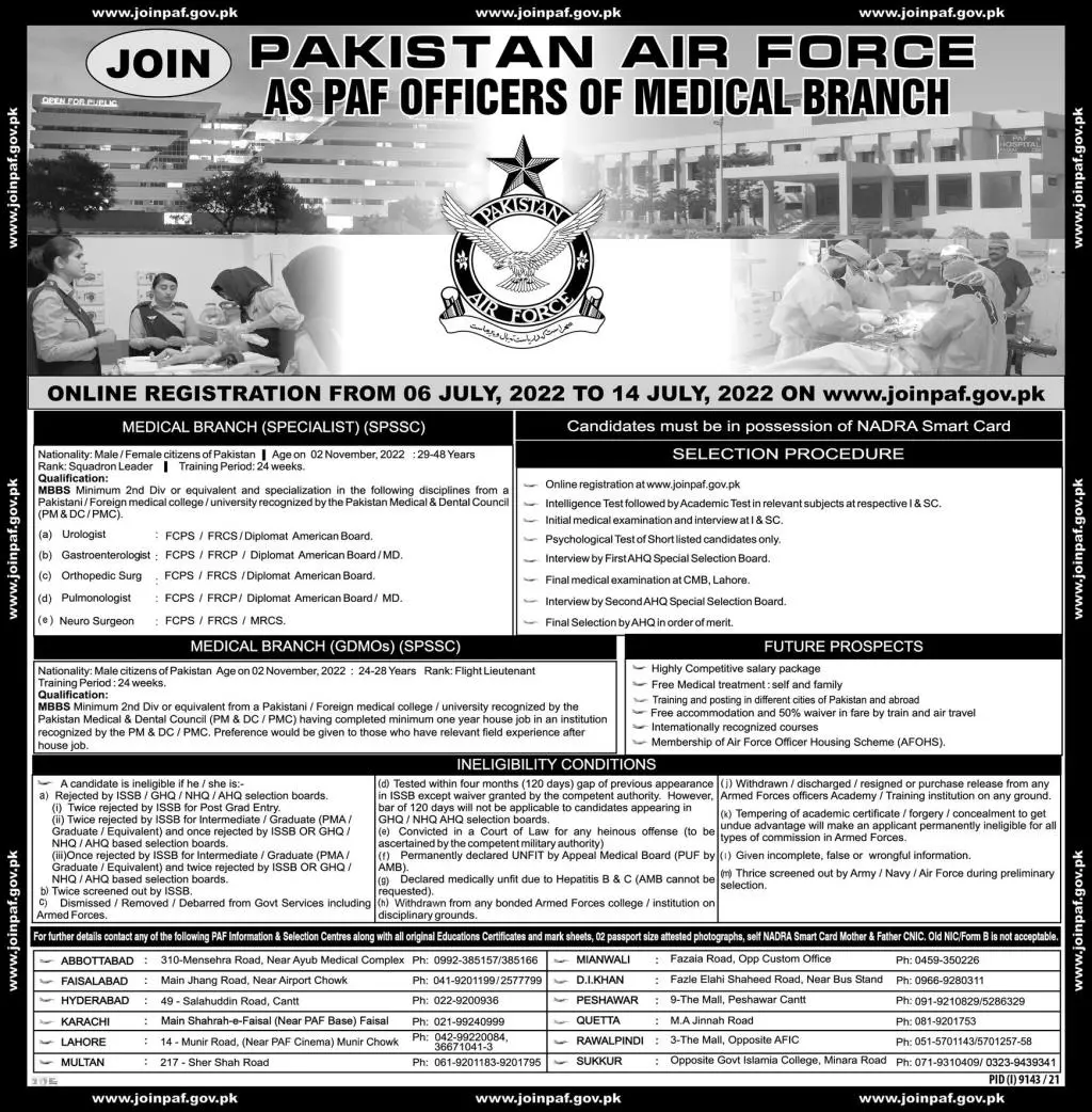 Jobs in Pakistan Air Force PAF Air Force Jobs 2022 — original advertisement