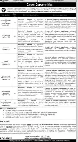 Jobs in Pakistan Medical Commission Islamabad Jobs 2022 — original advertisement