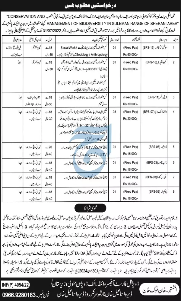 Jobs in Forest department Khyber Pahtunkhwa – Forest Department Khyber Pakhtunkhwa Jobs 2022 — original advertisement