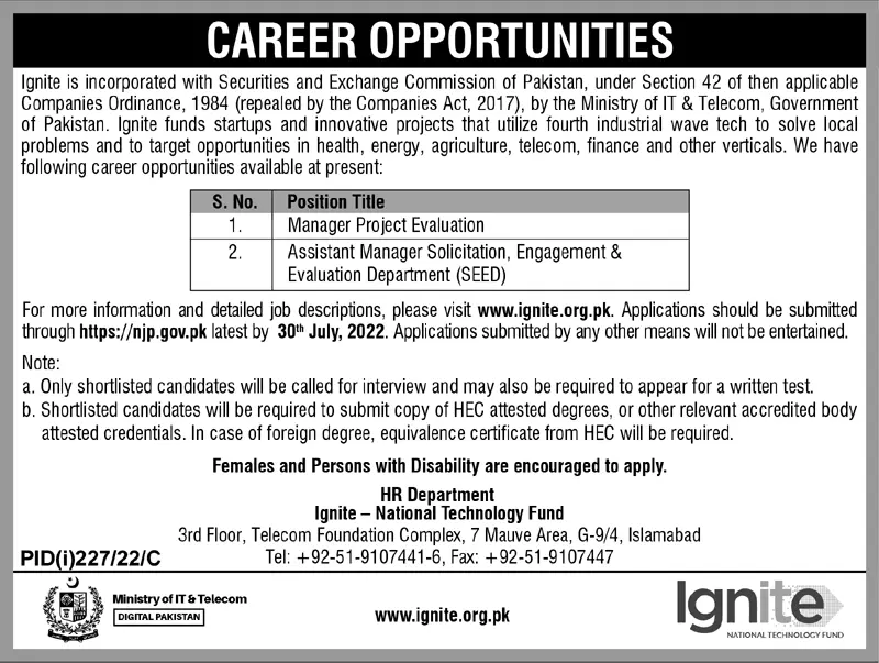Jobs in Securities and Exchange Commission of Pakistan – Securities & Exchange Commission of Pakistan Jobs 2022 — original advertisement
