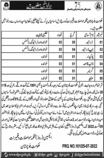 Jobs in Communication & Construction Department Balochistan – Communication & Works Department Balochistan Jobs 2022 — original advertisement