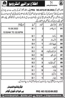 Interview in Public health Engineering PHE Gwadar – Public Health Engineering Department Balochistan Jobs 2022 — original advertisement