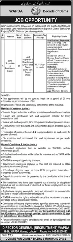 Jobs in Water and Power Development Authority Wapda Jobs 2022 — original advertisement