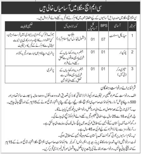 Jobs in Combined Military Hospital CMH Mangla 2022 Jobs 2022 — original advertisement