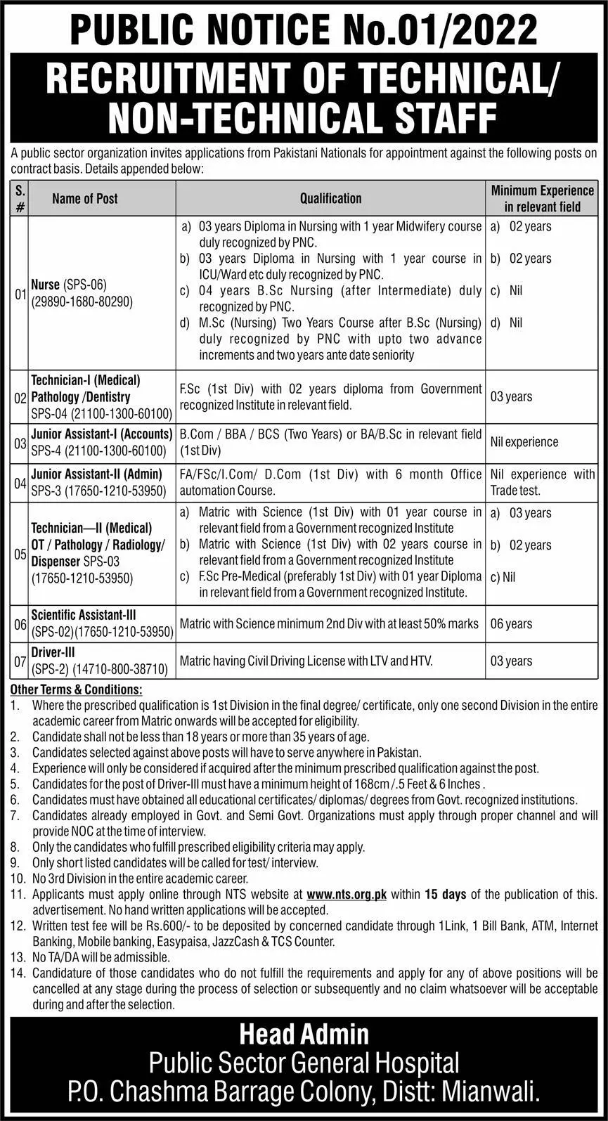 Jobs in Public Sector Organization Jobs 2022 — original advertisement