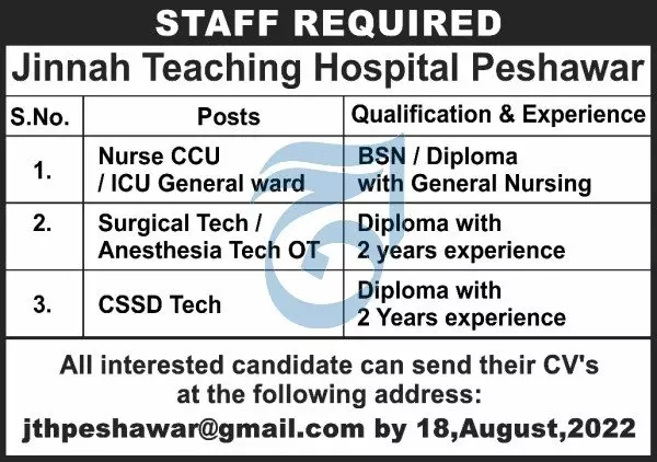 Jobs in Jinnah teaching hospital peshawar Jobs 2022 — original advertisement