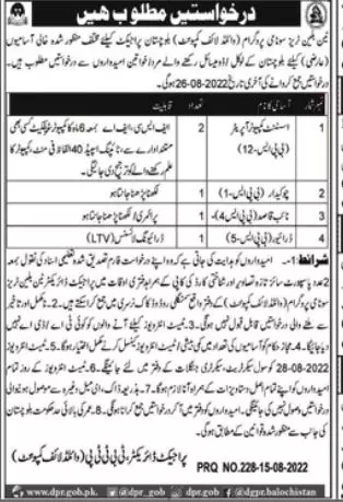 Jobs Ten Billion Trees Tsunami Balochistan 2022 – Forest and Wildlife Department Balochsitan Jobs 2022 — original advertisement