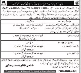 Test Interview Schedule Health Department Panjgur 2022 – Health Department Balochsitan Jobs 2022 — original advertisement