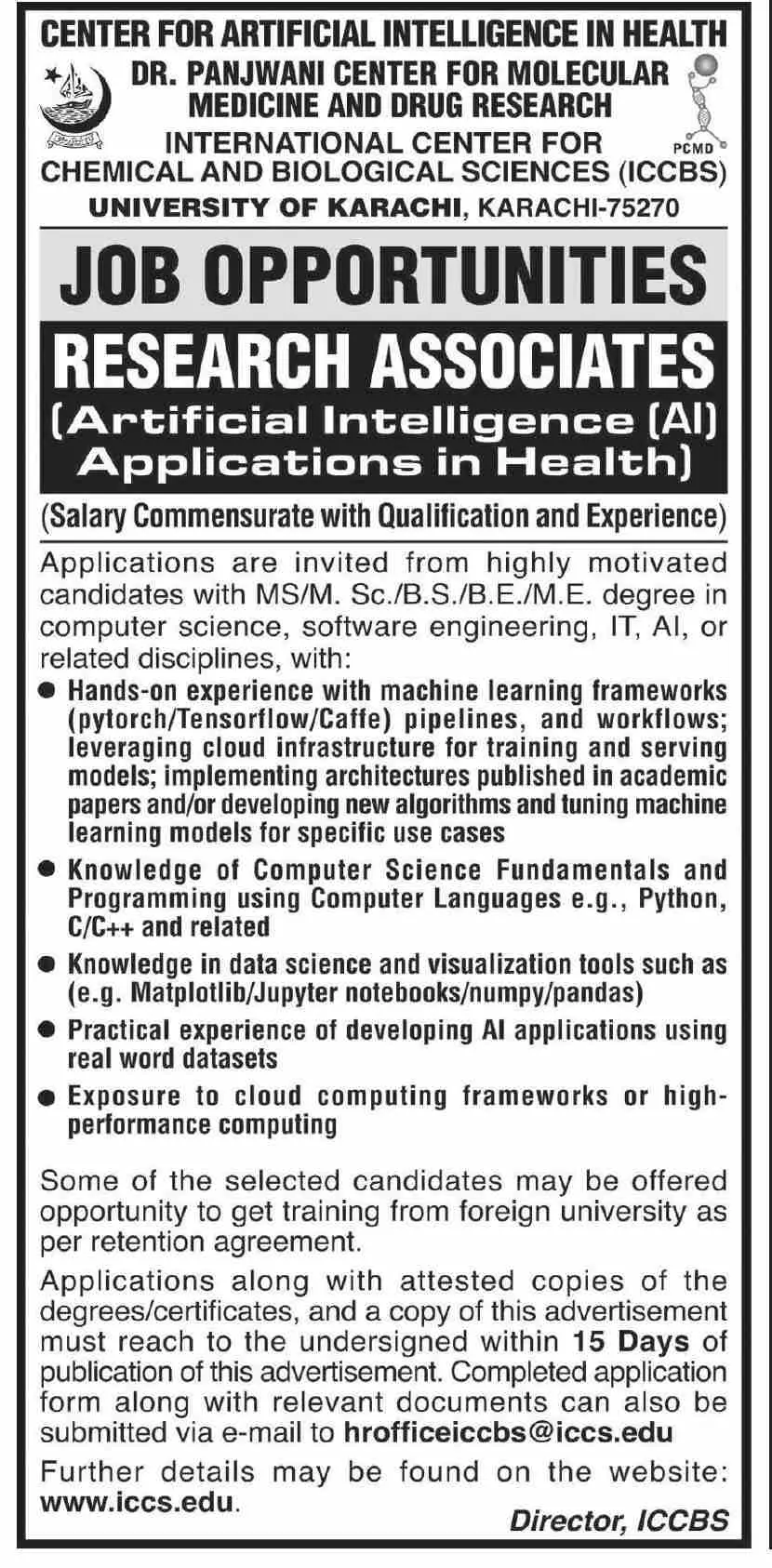 University of Karachi Jobs 2022 Jobs 2022 — original advertisement