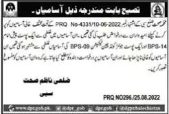 Extension in Health Department Sibi Balochistan 2022 – Health Department Balochsitan Jobs 2022 — original advertisement