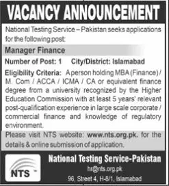 National Testing Services NTS Jobs 2022 – Government of Pakistan Jobs 2022 — original advertisement
