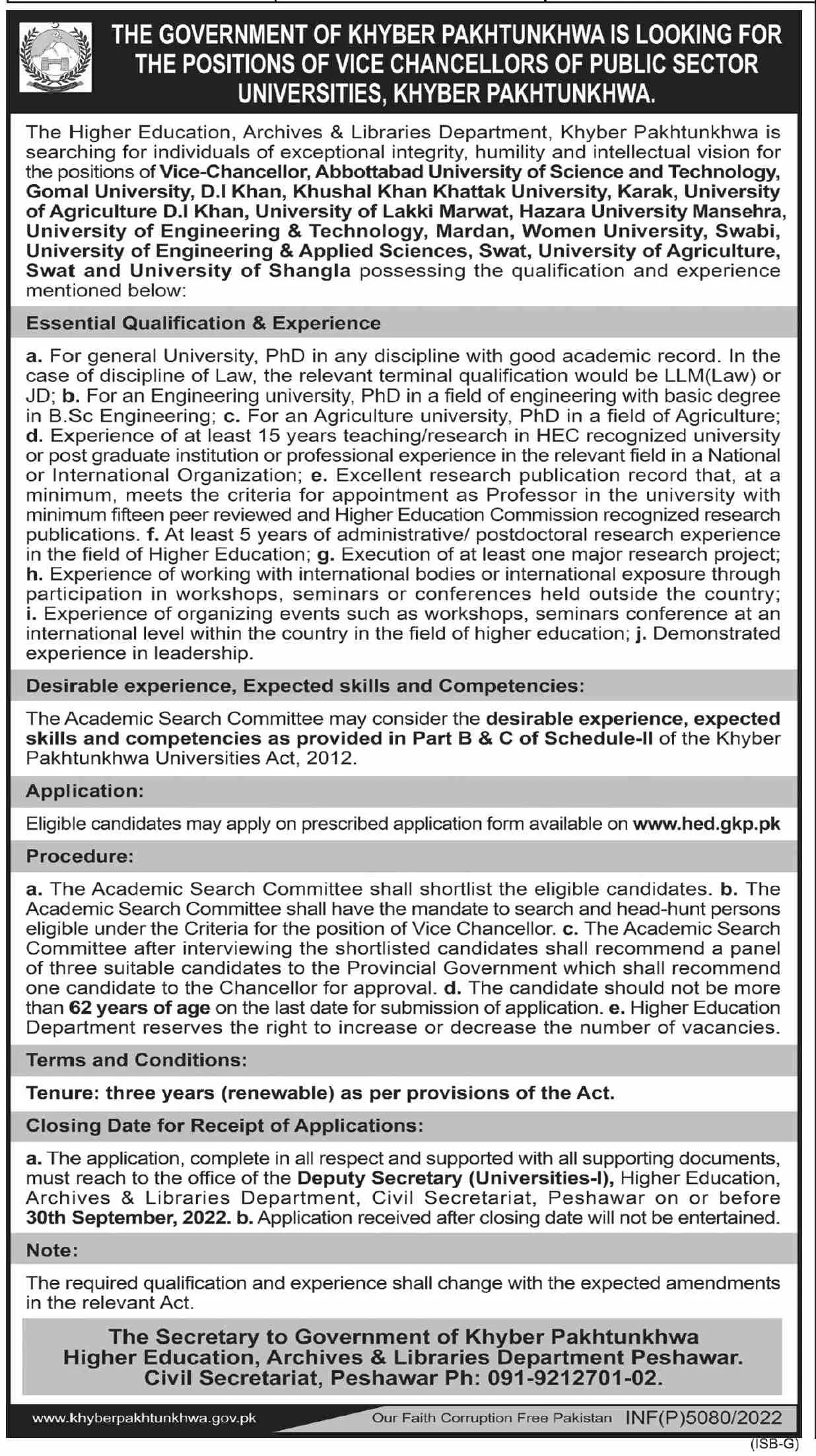 Higher Education Archives & Libraries Department Kpk Jobs – Higher Education Department KPK Jobs 2022 — original advertisement