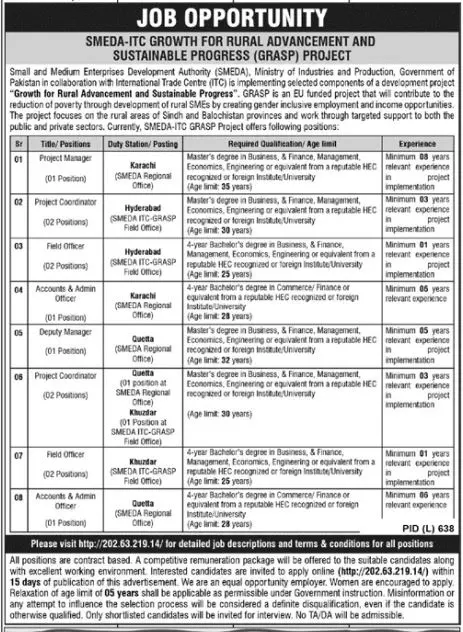 Small and Medium Enterprises Development Authority Jobs 2022 – Small and Medium Enterprise Development Authority (SMEDA) Jobs 2022 — original advertisement