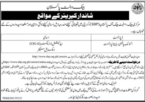 Jobs in State Bank of Pakistan 2022 Jobs 2022 — original advertisement