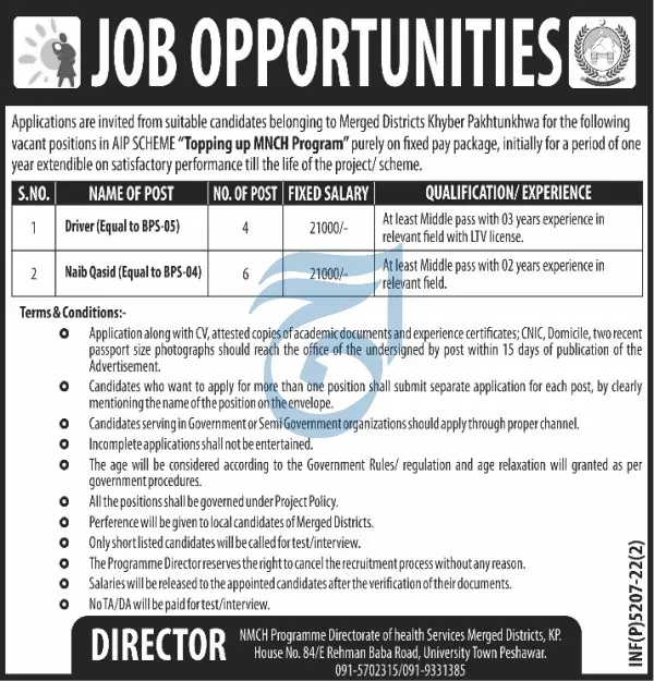 MNCH Program Health Department KpK jobs 2022 Jobs 2022 — original advertisement