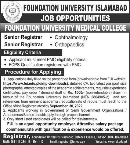 Foundation University Islamabad Jobs 2022 Jobs 2022 — original advertisement