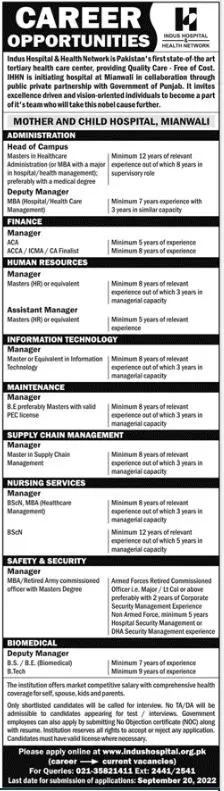Indus Hospital Health Network Jobs 2022 Jobs 2022 — original advertisement