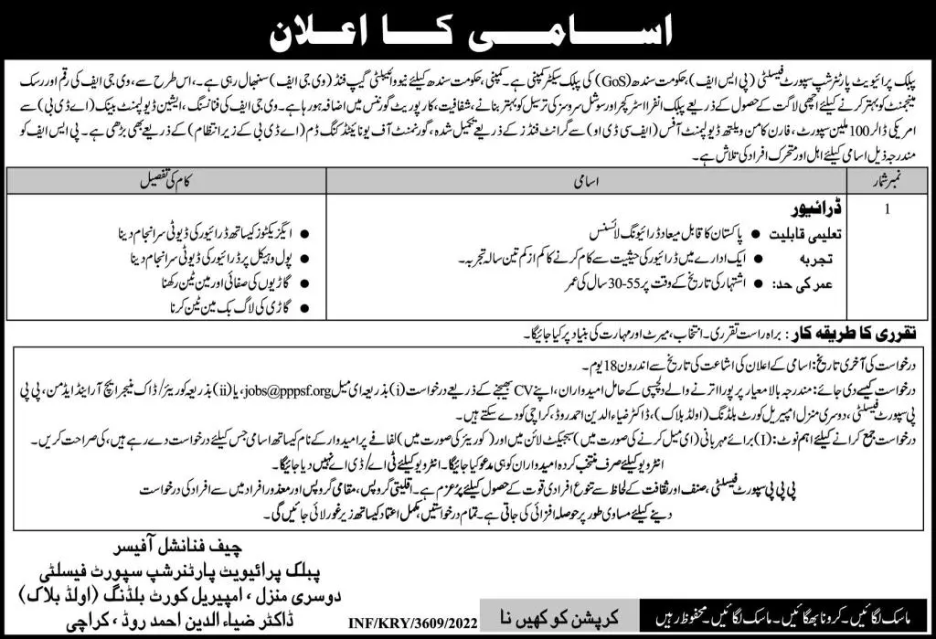 Public Private Partnership Support Facility PSF Jobs 2022 – Punjab Public Private Partnership Authority (PPPA) Jobs 2022 — original advertisement