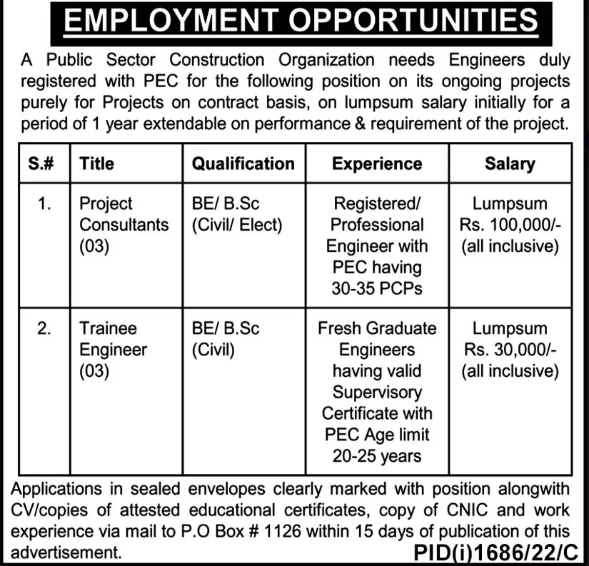Public Sector construction Organization Jobs 2022 – Public Sector Organization Jobs 2022 — original advertisement