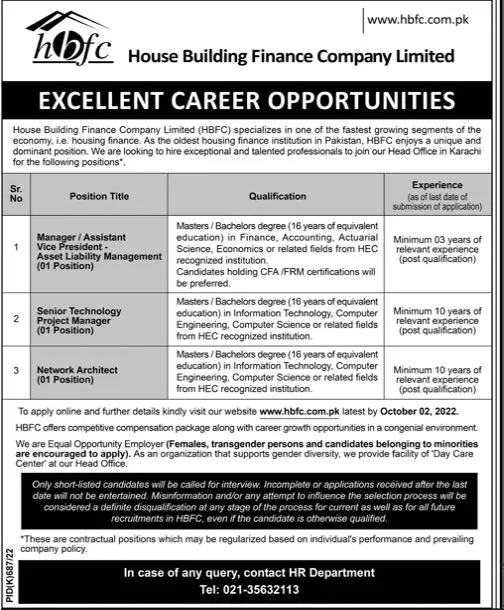 Housing Building Finance Company Limited Jobs 2022 – Private Company Jobs 2022 — original advertisement