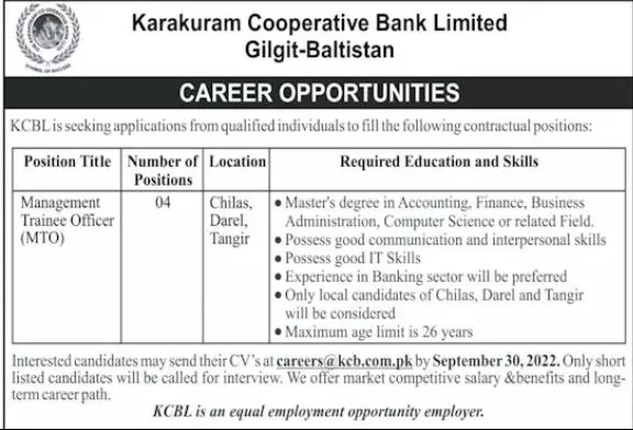 Jobs in Karakoram Cooperative Bank Limited Gilgit Baltistan – Karakoram International University Gilgit Baltistan Jobs 2022 — original advertisement