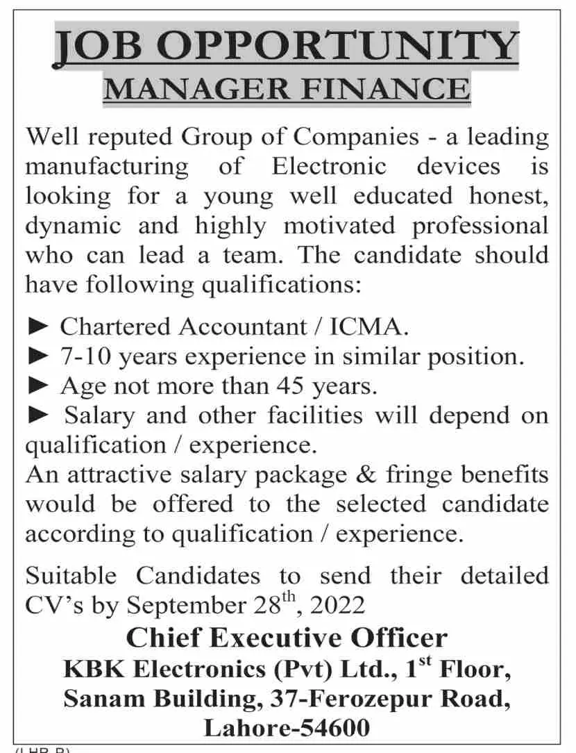 Jobs in Well reputed Group of Companies – Private Company Jobs 2022 — original advertisement
