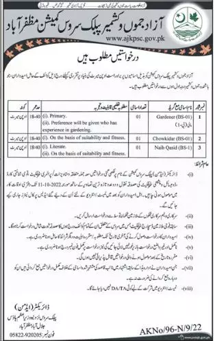 Jobs in Azad Jammu & Kashmir Public Service Commission Jobs 2022 — original advertisement
