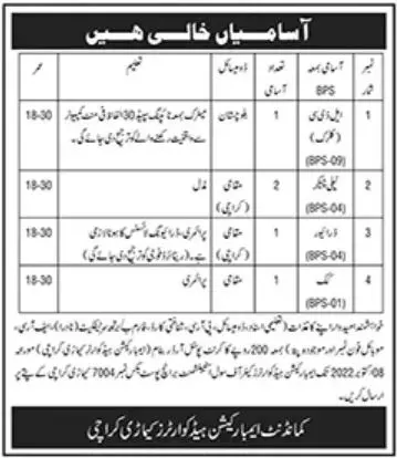 Jobs in Pak Army Embarkation Headquarters Karachi 2022 – Pakistan Army Jobs 2022 — original advertisement