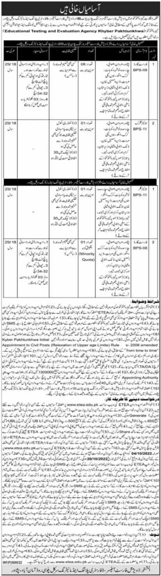 Jobs in Forest Department Khyber Pakhtunkhwa Jobs 2022 — original advertisement